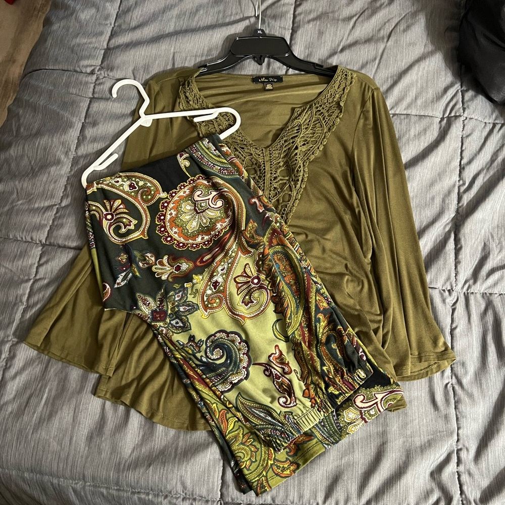 Beautiful patterned shirt and pant set